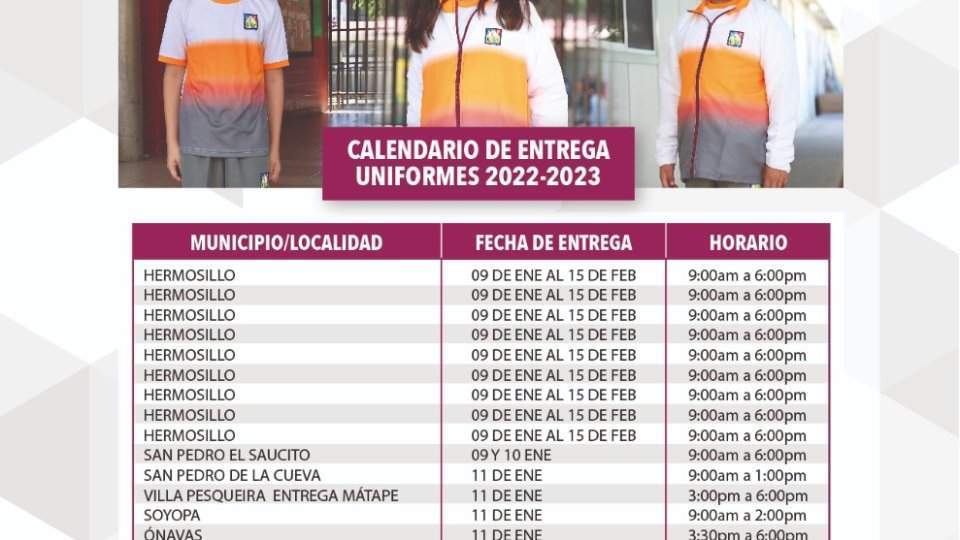 Próximo lunes inicia segunda etapa de entrega de uniformes escolares deportivos: SEC