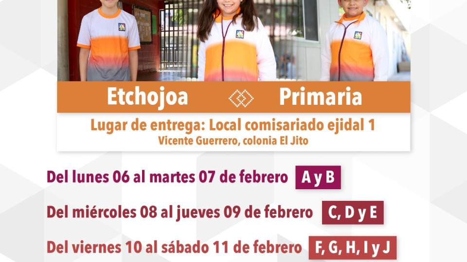 Próximo lunes inicia entrega de uniforme escolar deportivo para alumnado de primaria: SEC